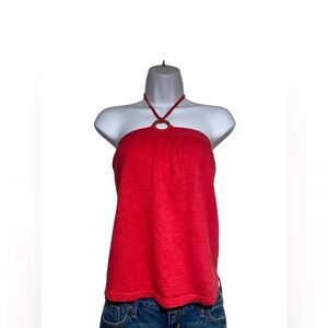 Y2k GAP maternity hot pink o ring halter top with shelf bra